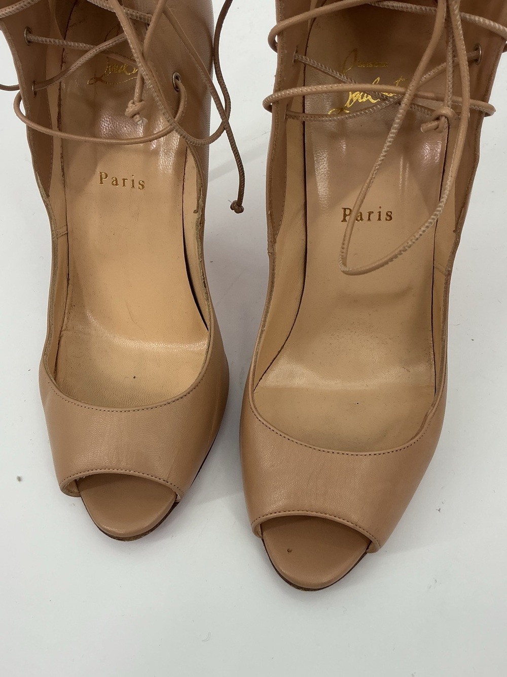 Christian Louboutin Mega Vamp 100 Pumps Beige Nappa Leather 39.5 - Picture 3 of 10